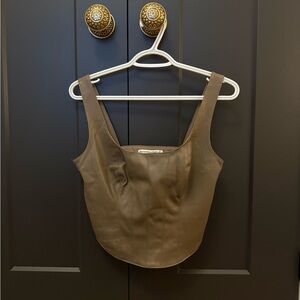 Abercrombie & Fitch Brown Vegan Leather Fitted Bustier Tank Top
